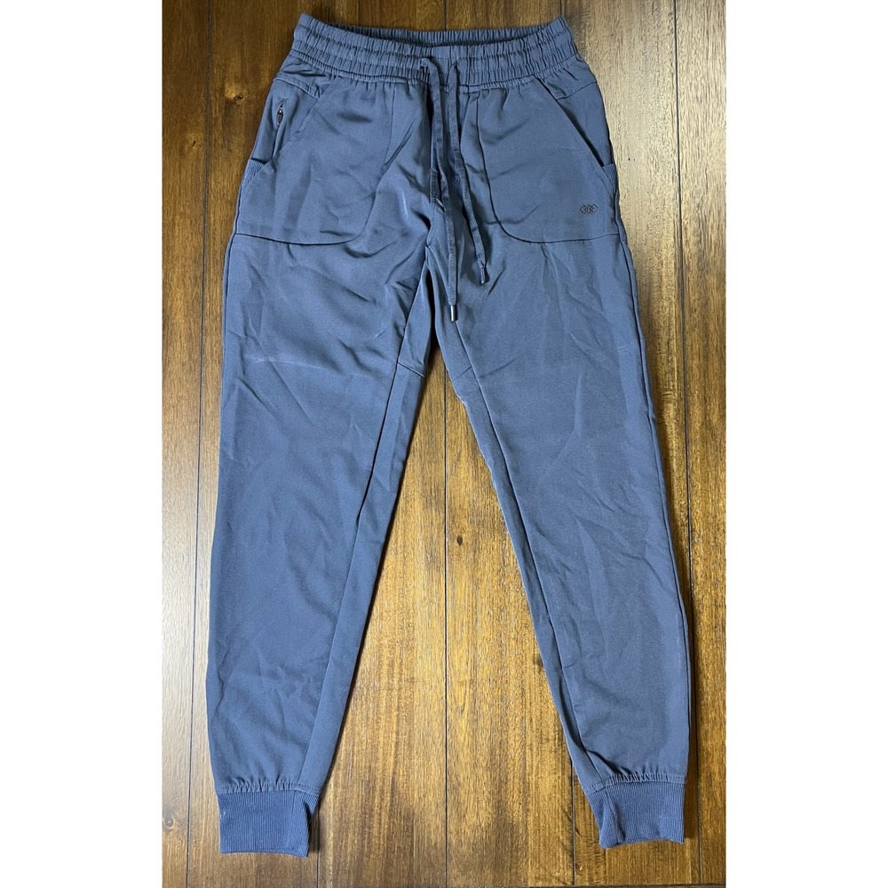 LEGEND Mens Small Slate Blue Athletic Jogger Pants Drawstring Zip Pocket Gym